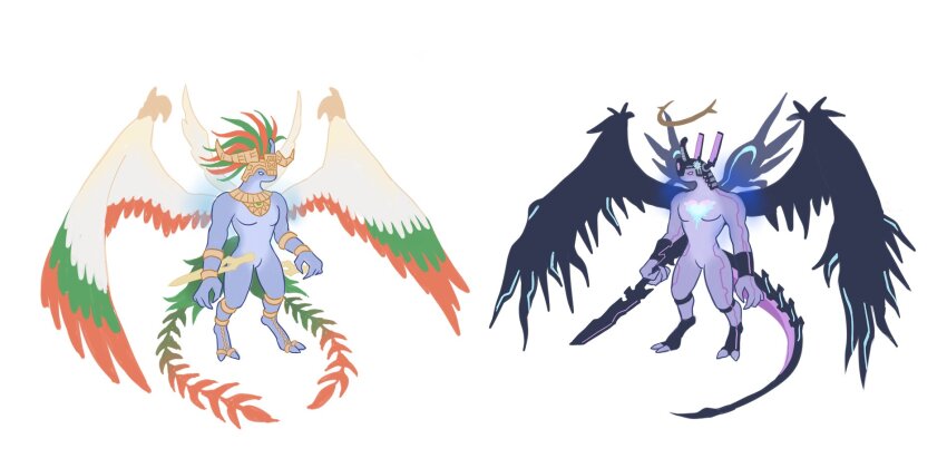 50qianmi, armlet, bracelet, claws, dual_persona, feathered_wings, final_fantasy, final_fantasy_xiv