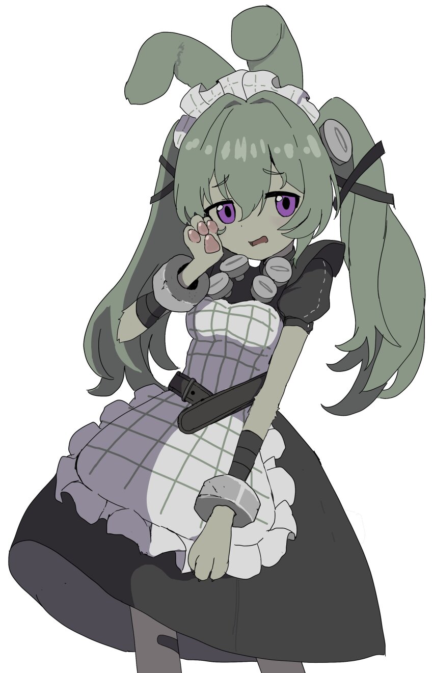 1girl, absurdres, animal_ears, apron, black_dress, breasts, claws, corin_wickes