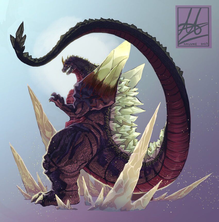 alex_alcanter, alien, claws, crest, crystal, dinosaur, embers, full_body