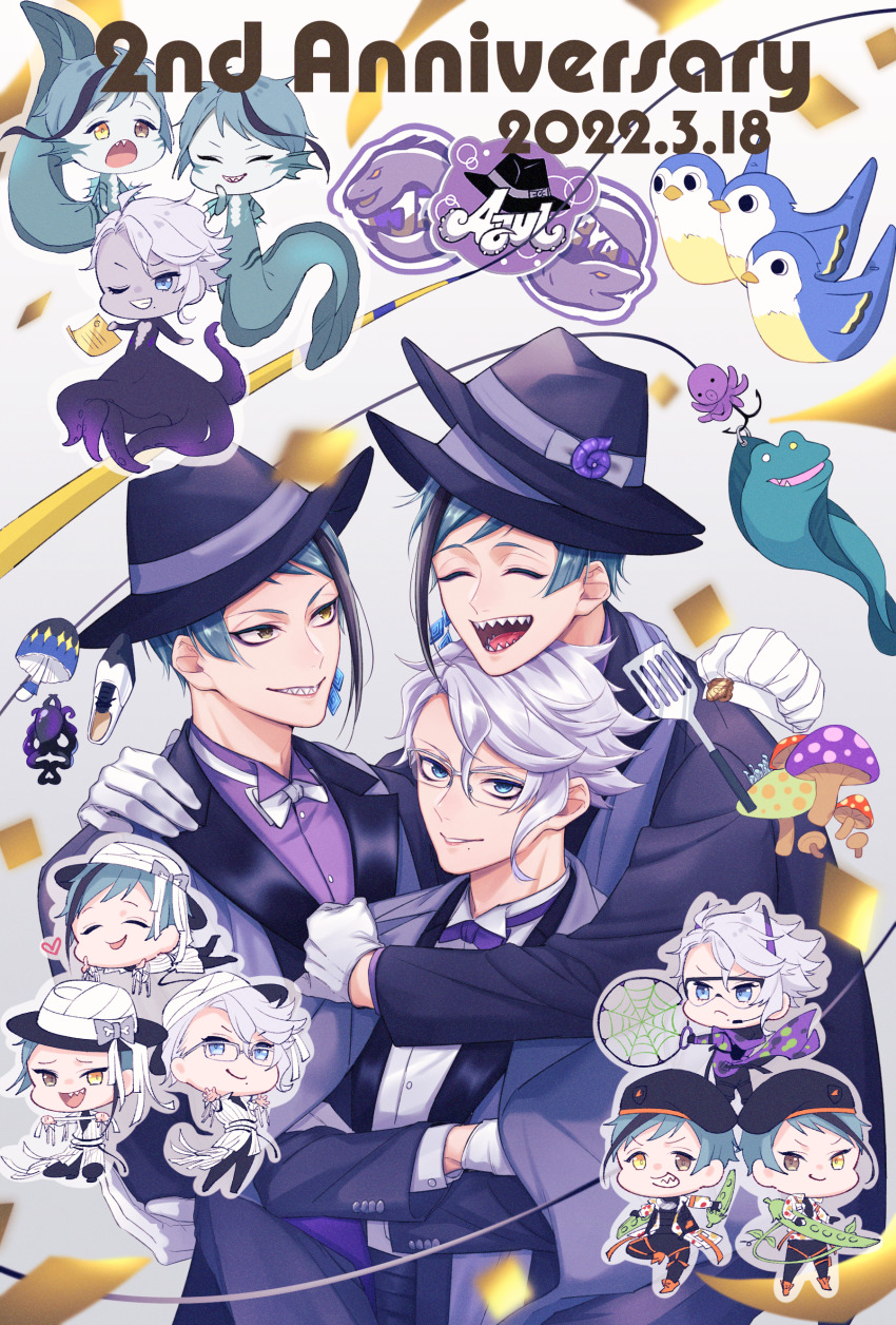 3boys, absurdres, animal, animalization, anniversary, azul_ashengrotto, azul_ashengrotto_(beans_camo), azul_ashengrotto_(halloween)