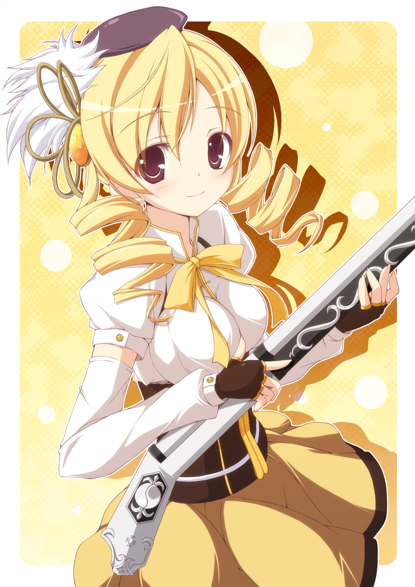 10s, 1girl, absurdres, altivr, beret, blonde_hair, boots, cowboy_shot