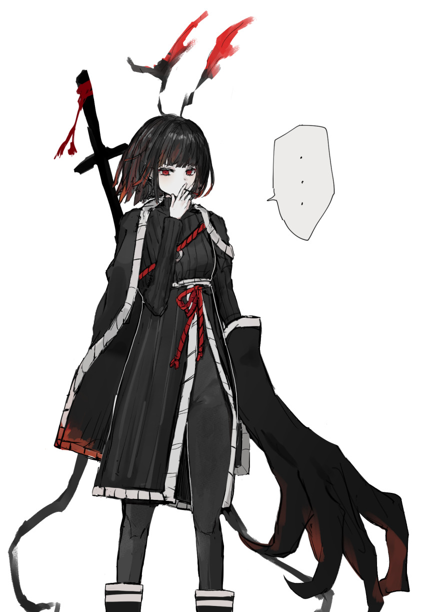 ..., 1girl, 4th_match_flame_(e.g.o), antennae, black_boots, black_cape, black_dress, black_pantyhose