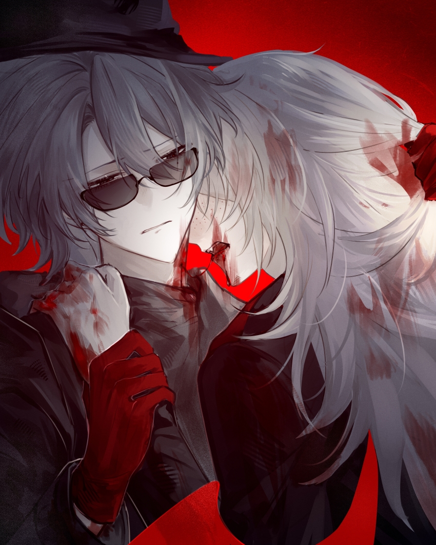 2boys, absurdres, alternate_costume, bai_ling_(touqi_guaitan), black_eyes, black_hat, black_jacket, black_shirt