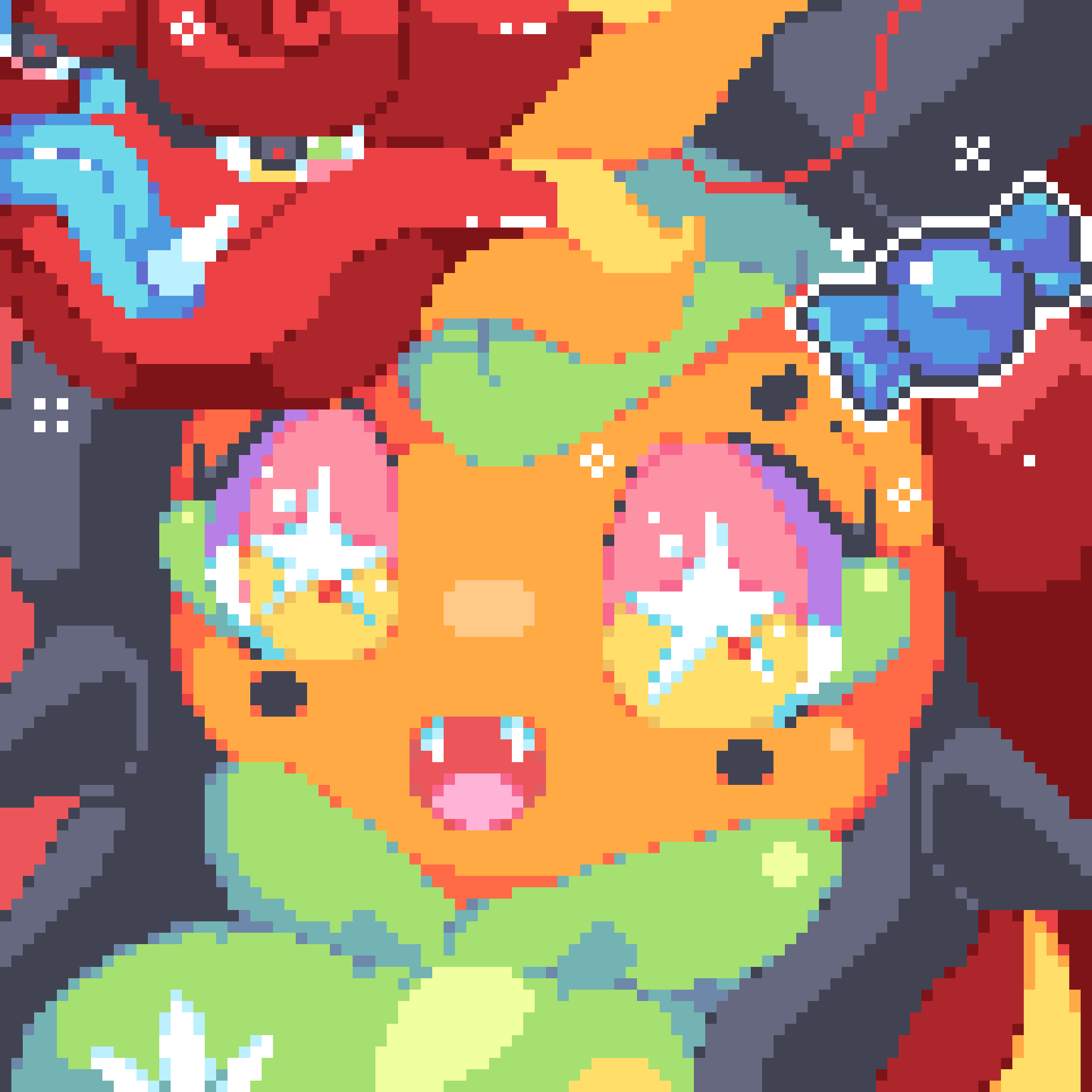 candy, candy_wrapper, colored_skin, creature, creature_focus, fangs, food, happy