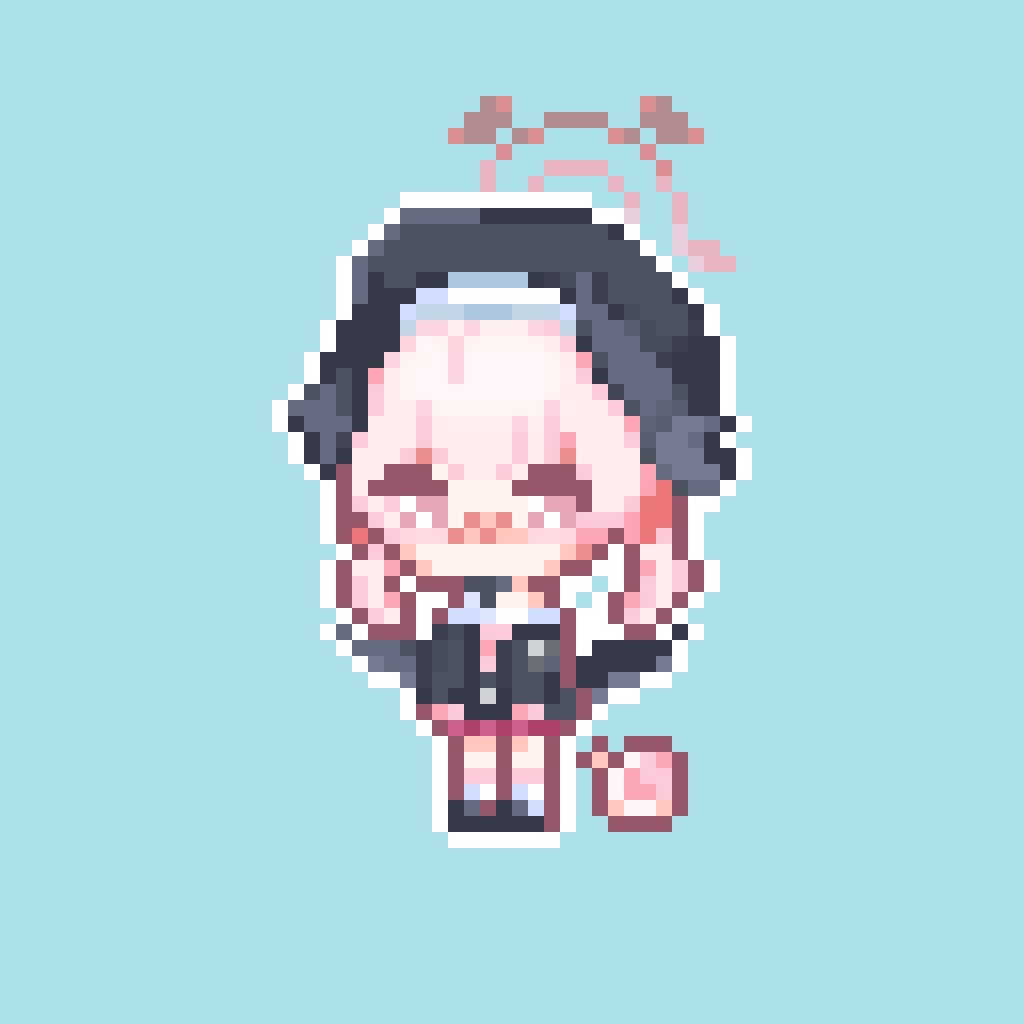 1girl, beret, black_hat, black_shirt, black_shoes, black_wings, blue_archive, blue_background