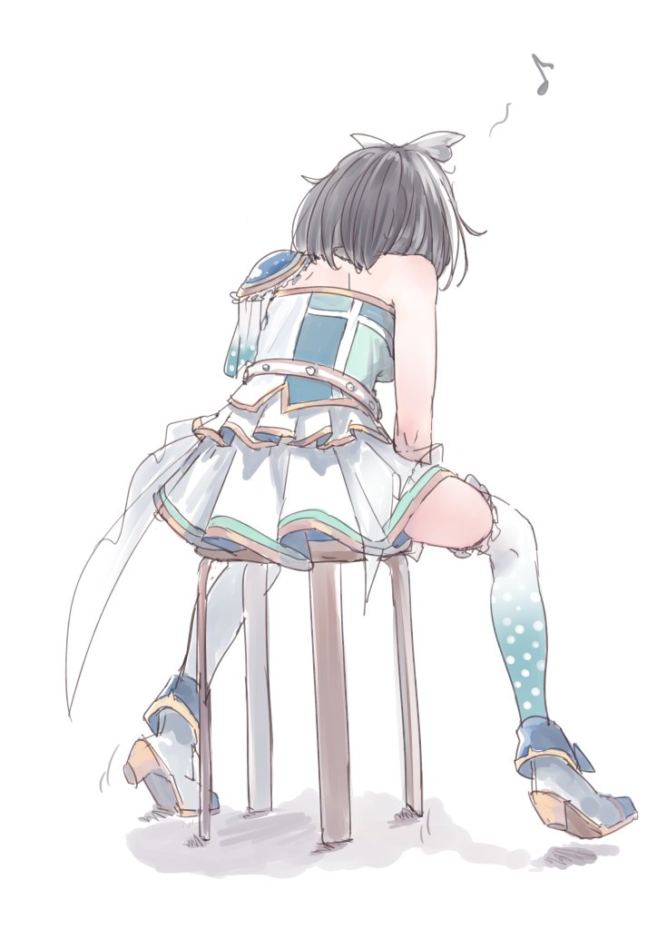 1girl, animare_stage_costume, atsushima, blue_shirt, blue_shoes, blue_thighhighs, commentary_request, epaulettes