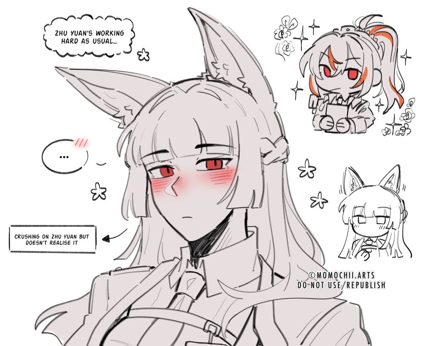 2girls, absurdres, animal_ear_fluff, animal_ears, blush, chest_strap, closed_mouth, collared_shirt