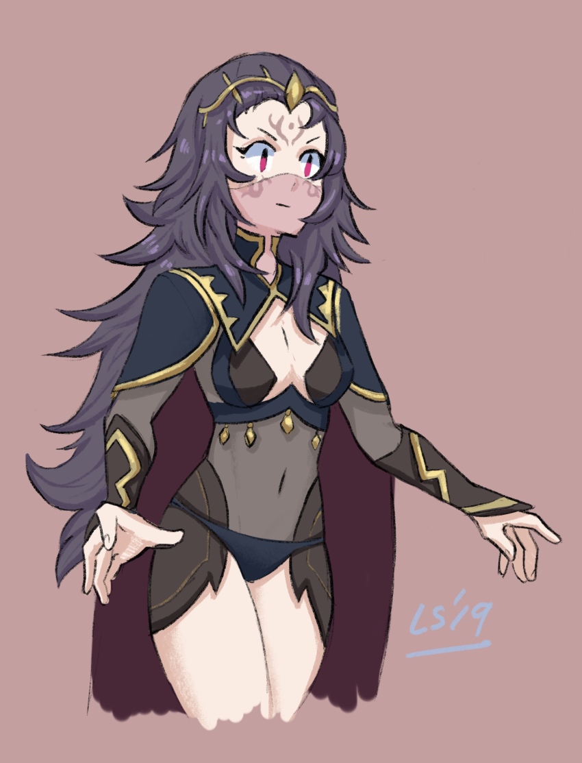 1girl, absurdres, black_hair, bodystocking, breasts, facial_mark, fire_emblem, fire_emblem_fates