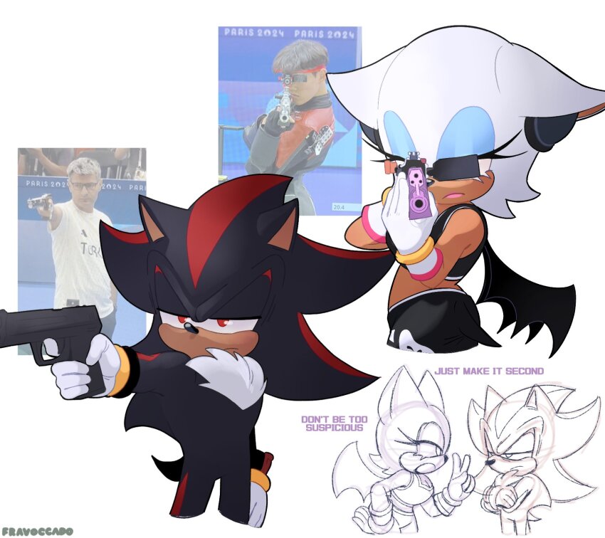 1boy, 1girl, 2024_summer_olympics, animal_ears, artist_name, bat_wings, black_fur, black_pants