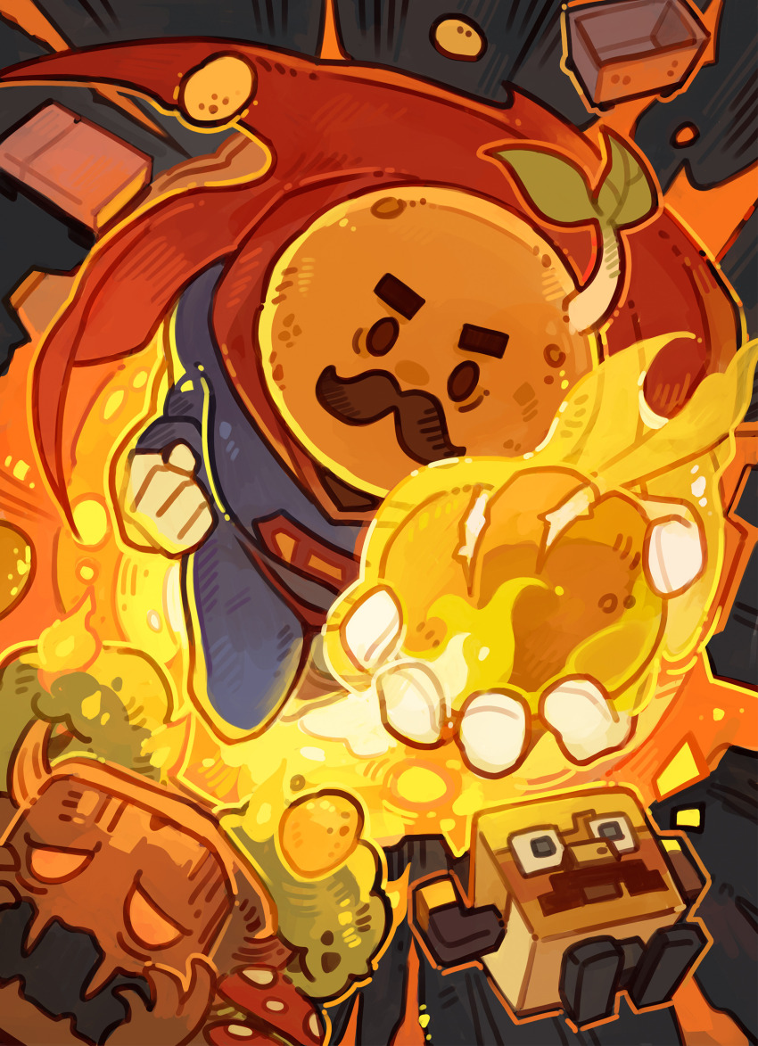 1boy, absurdres, baked_potato, bed, cape, character_request, commentary, cosplay