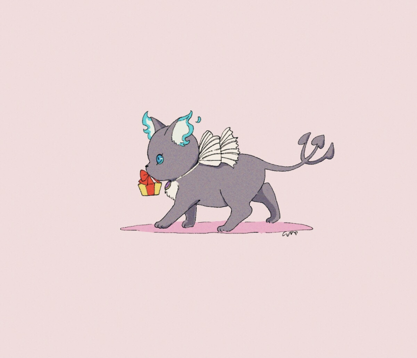 box, cat, christmas, creature, full_body, gift, gift_box, grim_(twisted_wonderland)