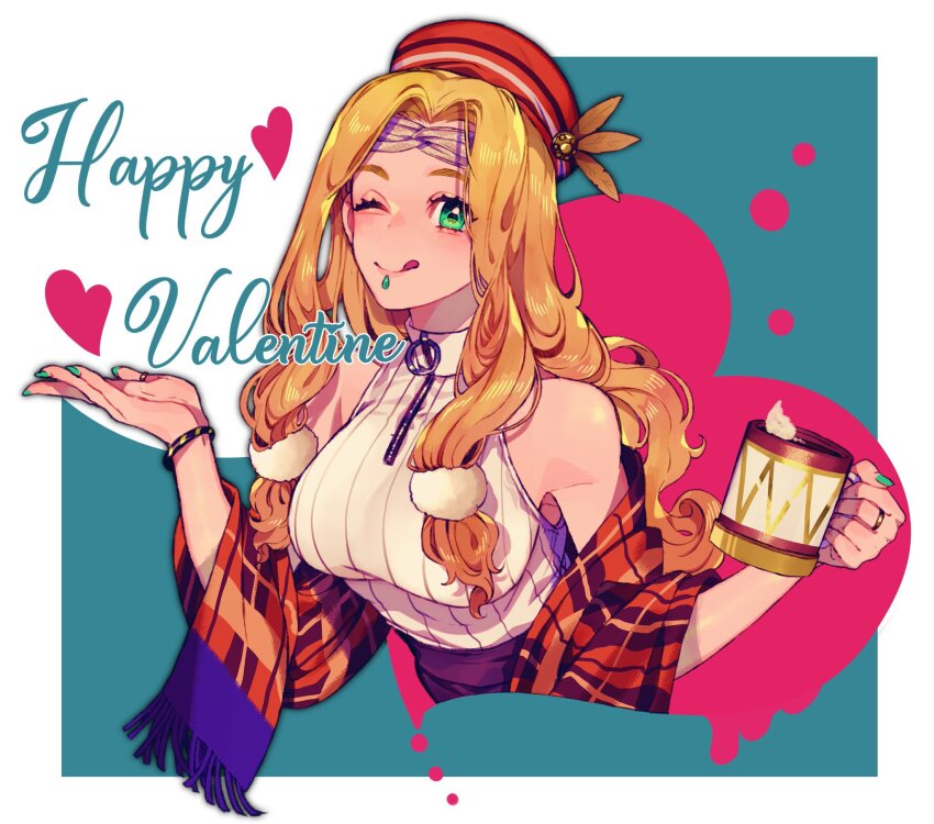 1girl, blonde_hair, cup, fate/grand_order, fate_(series), gerokizoku, highres, holding