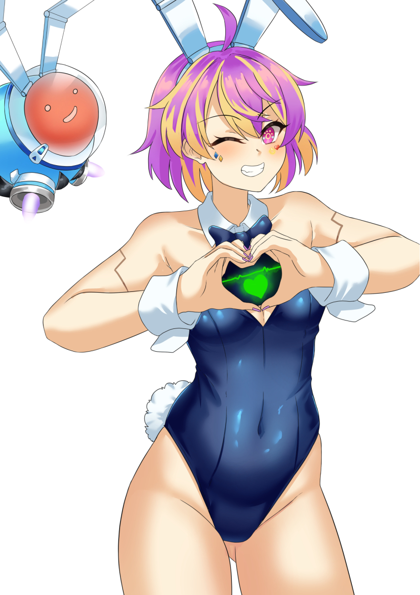 1girl, ahoge, animal_ears, arm_cuffs, aurix_"rixxy"_brightful, blonde_hair, blue_bow, blue_bowtie