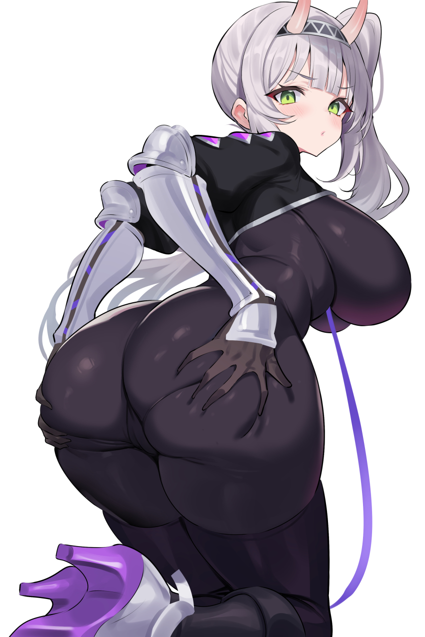 1girl, absurdres, ass, ass_focus, back, black_bodysuit, black_pantyhose, black_thighhighs