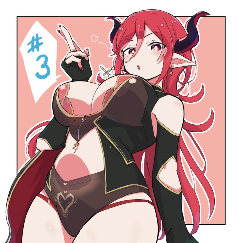 1girl, bare_shoulders, black_gloves, breasts, cleavage_cutout, clothing_cutout, demon_horns, demon_tail