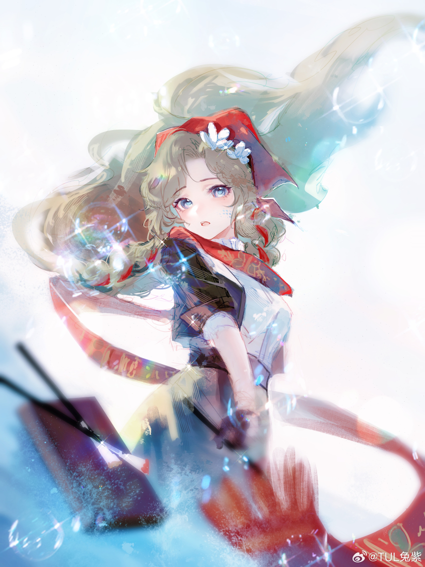 1girl, :o, absurdres, blonde_hair, blurry, blurry_background, blurry_foreground, box