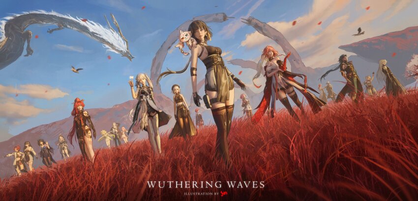 6+boys, 6+girls, aalto_(wuthering_waves), abby_(wuthering_waves), absurdres, ahoge, arm_behind_head, arm_under_breasts