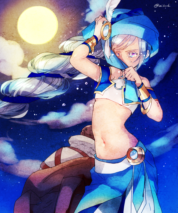 1girl, beatmania_iidx, bemani, blue_skirt, bracelet, braid, breasts, character_request