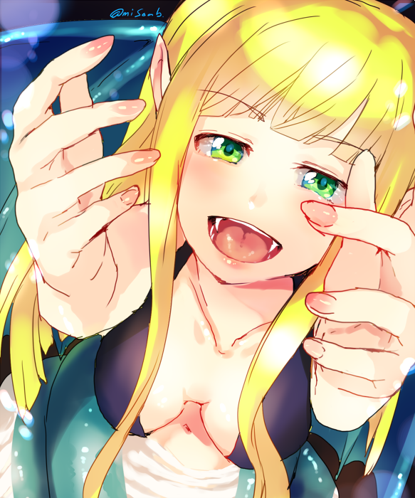 1girl, bad_anatomy, bad_hands, beatmania_iidx, bemani, blonde_hair, blunt_bangs, breasts