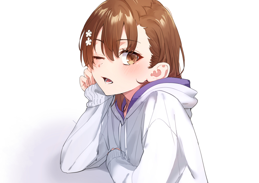 1girl, absurdres, aic_oekaki, alternate_costume, blush, brown_eyes, brown_hair, cosplay