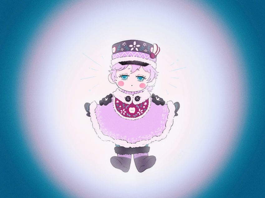 1boy, absurdres, aged_down, androgynous, blue_background, blue_eyes, boots, child