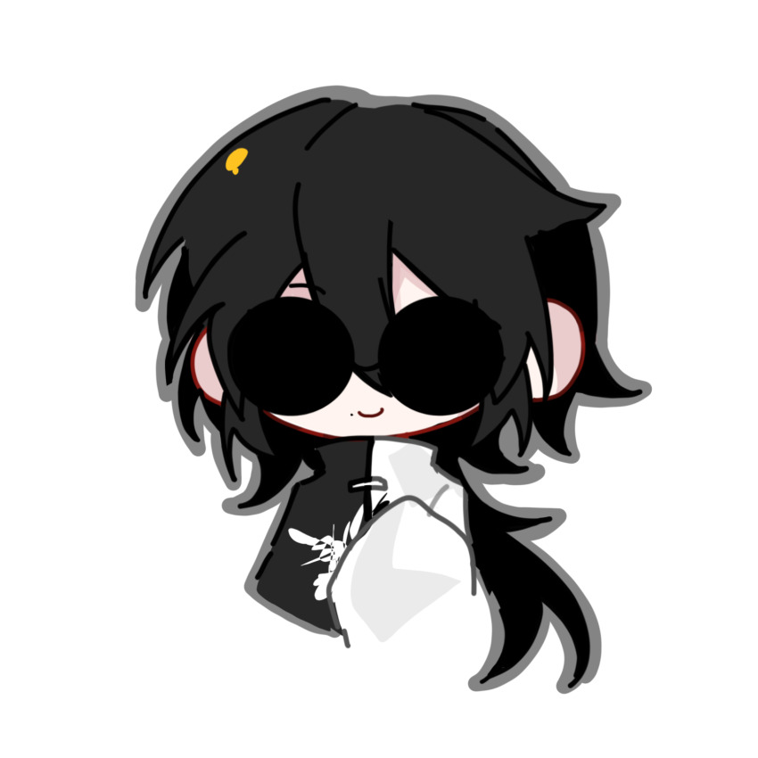 1boy, black_hair, chibi, chibi_only, chinese_commentary, closed_mouth, commentary_request, cropped_torso