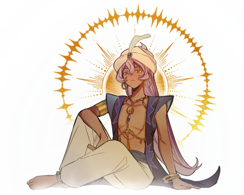 1boy, armlet, ashao35846, bare_pectorals, bishounen, black_coat, bracelet, center-flap_bangs