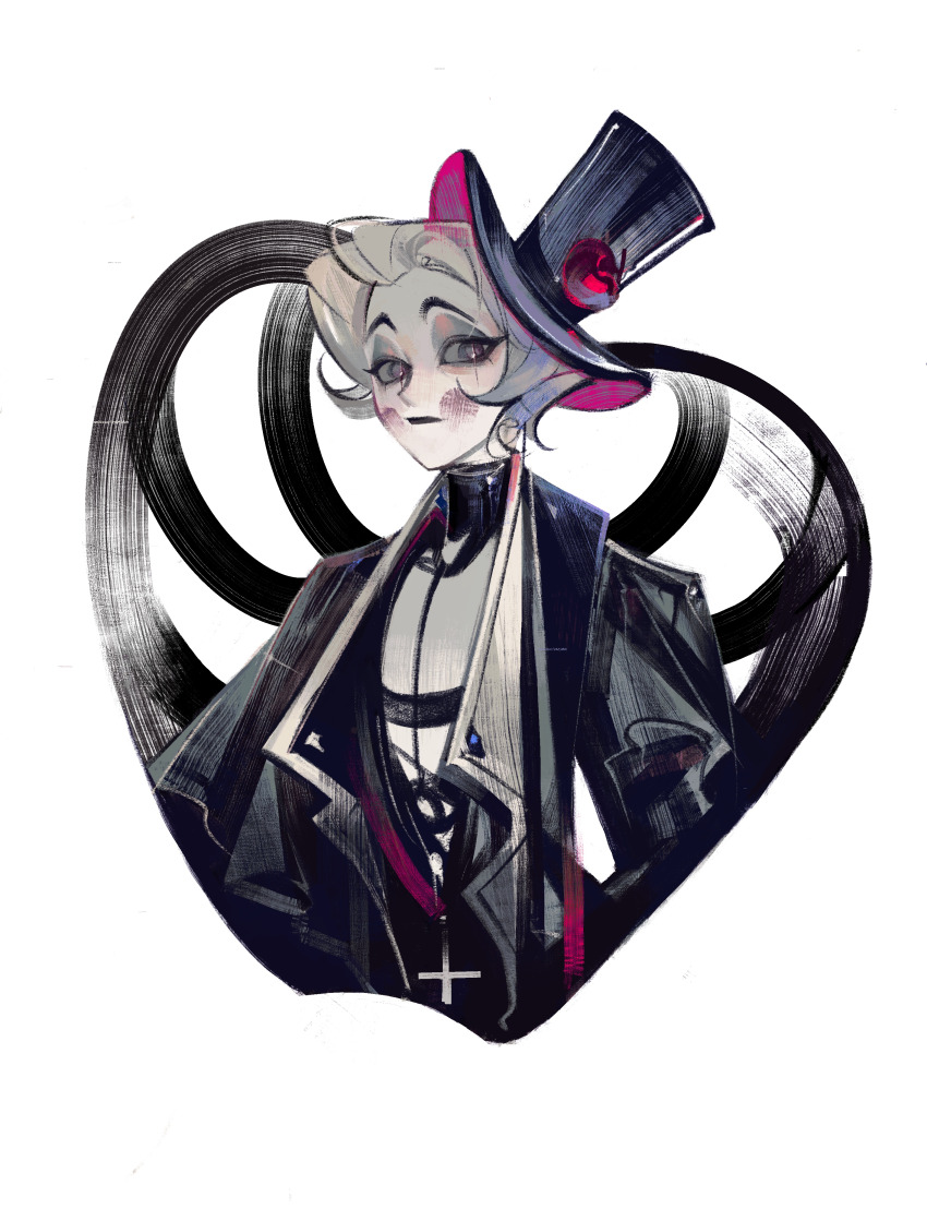 1boy, 2652893384, absurdres, blonde_hair, blush_stickers, cross, cross_necklace, demon_boy