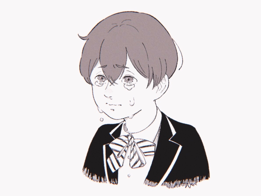 1girl, absurdres, black_jacket, blazer, bow, brown_hair, closed_mouth, collared_shirt