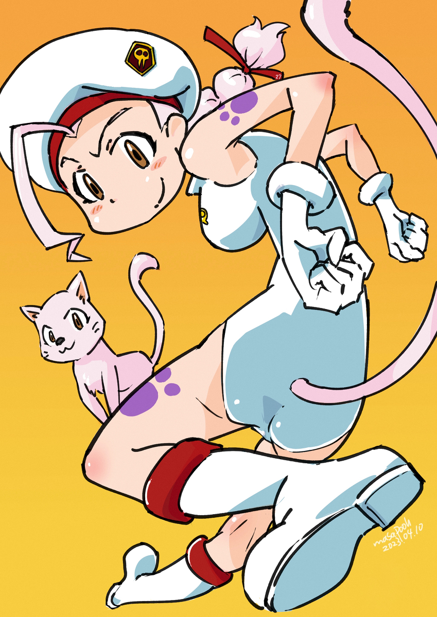 2girls, boots, breasts, cat_girl, cat_tail, gloves, highres, humanization