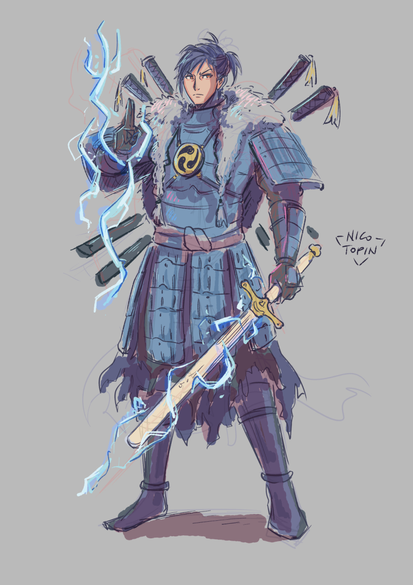 1boy, armor, artist_name, blue_hair, commentary, english_commentary, felix_hugo_fraldarius, felix_hugo_fraldarius_(sword_savant)