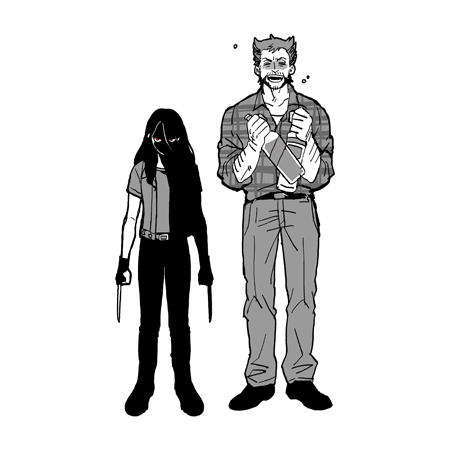 1boy, 1girl, alcohol, angry, beard, beer, blush, claw_(weapon)