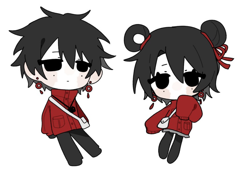 1boy, 1girl, amber-breathe, bag, black_eyes, black_gloves, black_hair, black_pantyhose