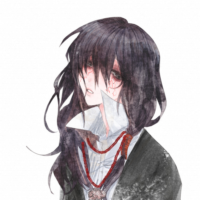 1boy, black_eyes, black_hair, black_jacket, chinese_commentary, coat, collared_shirt, commentary_request