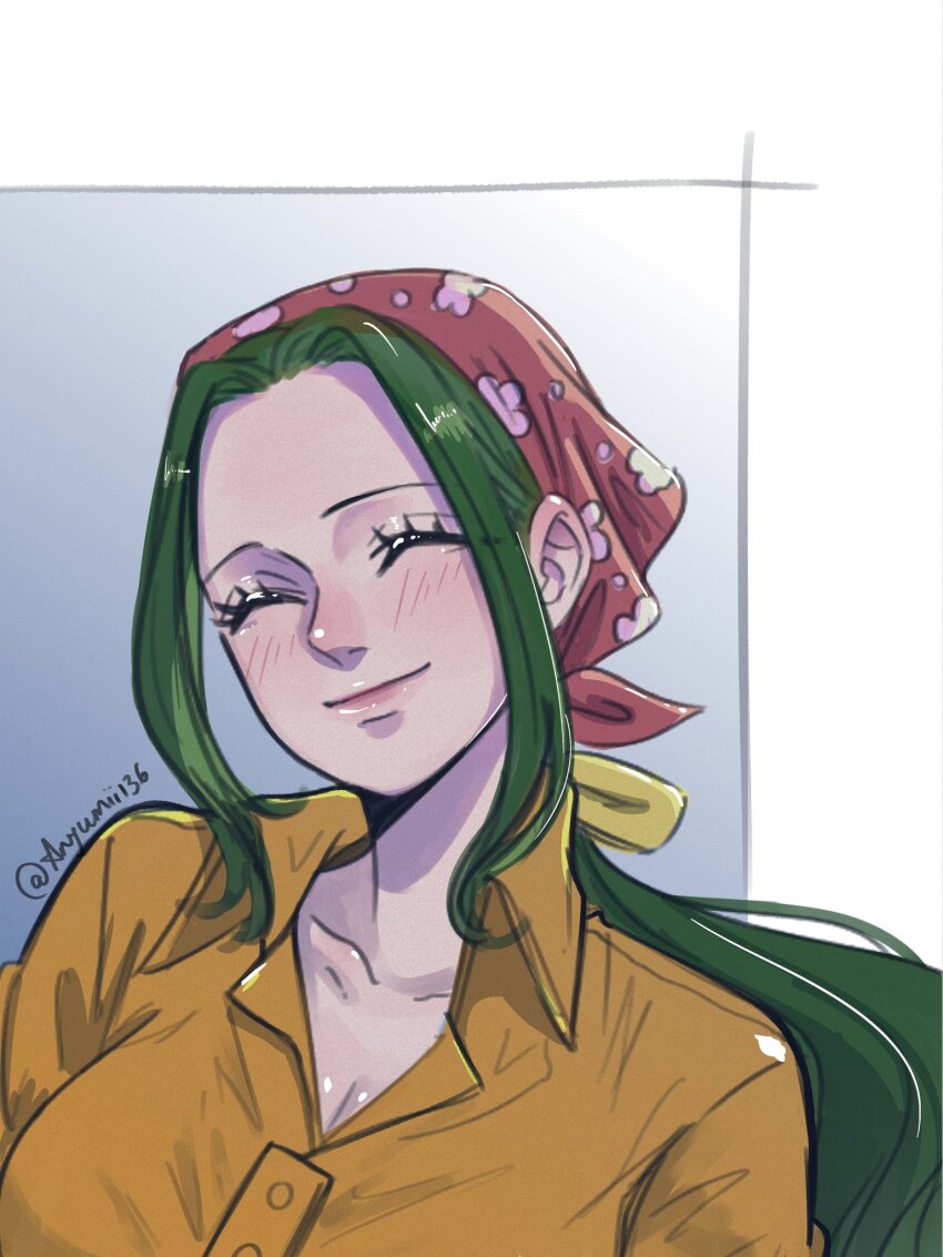 1girl, ^_^, anyumii136, blush, bow, closed_eyes, closed_mouth, collared_shirt