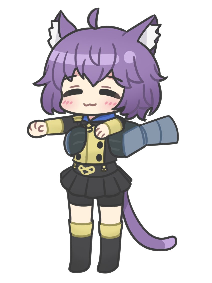 1boy, 1girl, :3, animal_ears, bernadetta_von_varley, bike_shorts, blush, boots
