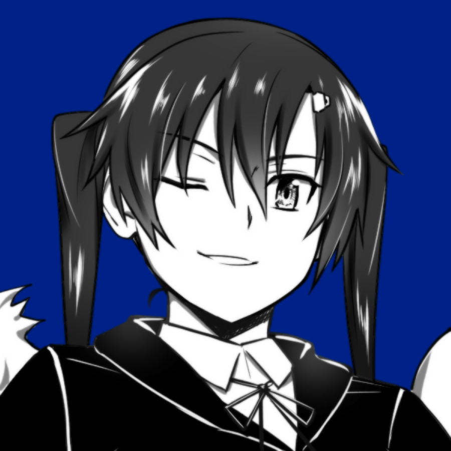 1girl, bellwall_school_uniform, black_jacket, black_ribbon, blue_background, collared_shirt, girls_und_panzer, girls_und_panzer_little_army, hair_ornament, hairpin, jacket, nakasuga_emi, one_eye_closed, portrait, ribbon, school_uniform, shirt, smile, twintails, white_shirt, witeria