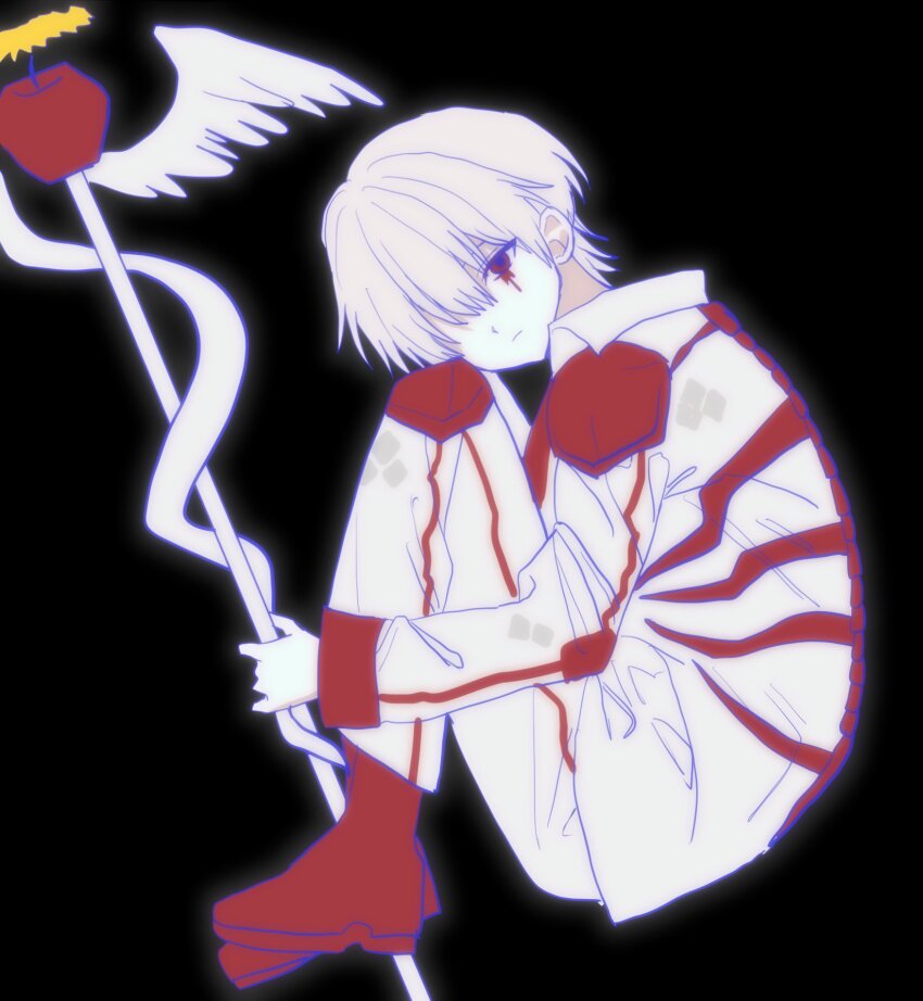 1boy, 5gn9x, armor, black_background, blood, bloody_tears, boots, e.g.o_(project_moon)