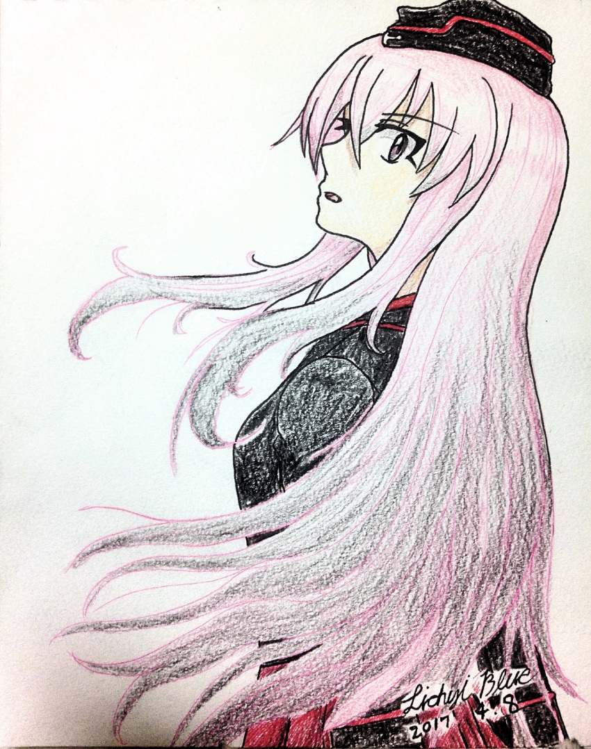 absurdres, artist_name, black_hat, black_jacket, dated, garrison_cap, girls_und_panzer, girls_und_panzer_little_army