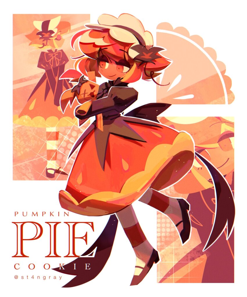 1girl, artist_name, back_bow, bow, butterfly_hair_ornament, character_name, commentary, cookie_run