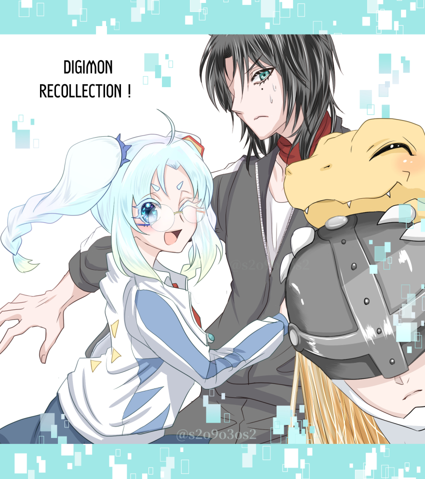 agumon, angel, angel_boy, angemon, blue_eyes, digimon, digimon_(creature), digimon_rikollection