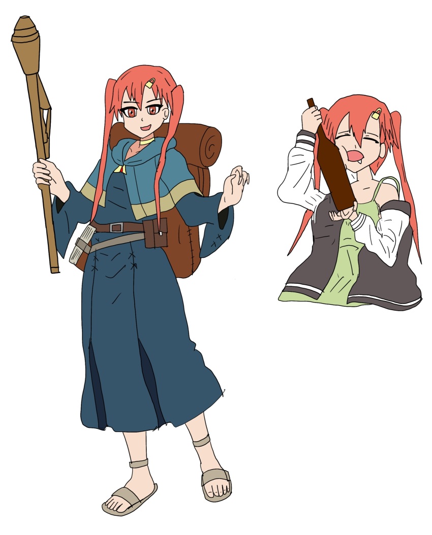 absurdres, alternate_costume, bocchi_the_rock!, bottle, crossover, dress, dungeon_meshi, girls_und_panzer