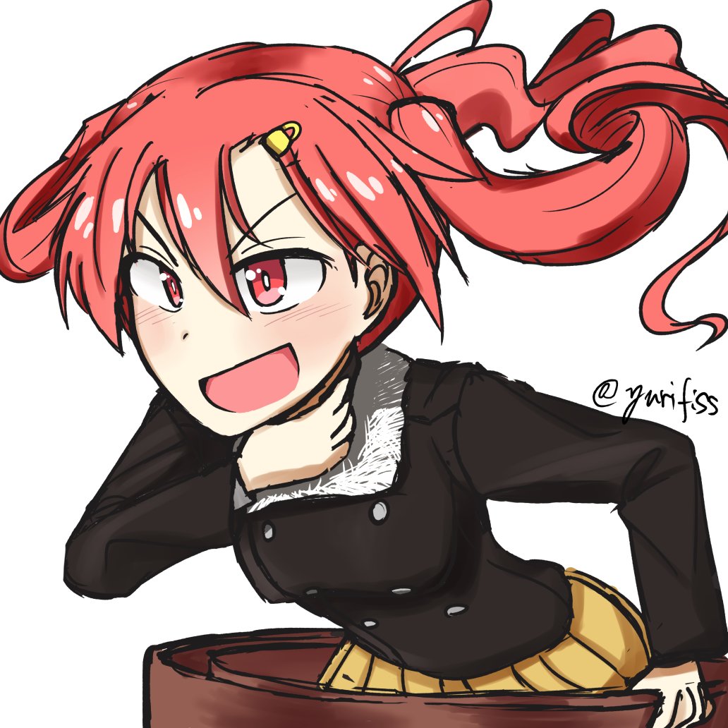 bellwall_military_uniform, black_jacket, crossed_arms, girls_und_panzer, girls_und_panzer_little_army, jacket, long_hair, nakasuga_emi