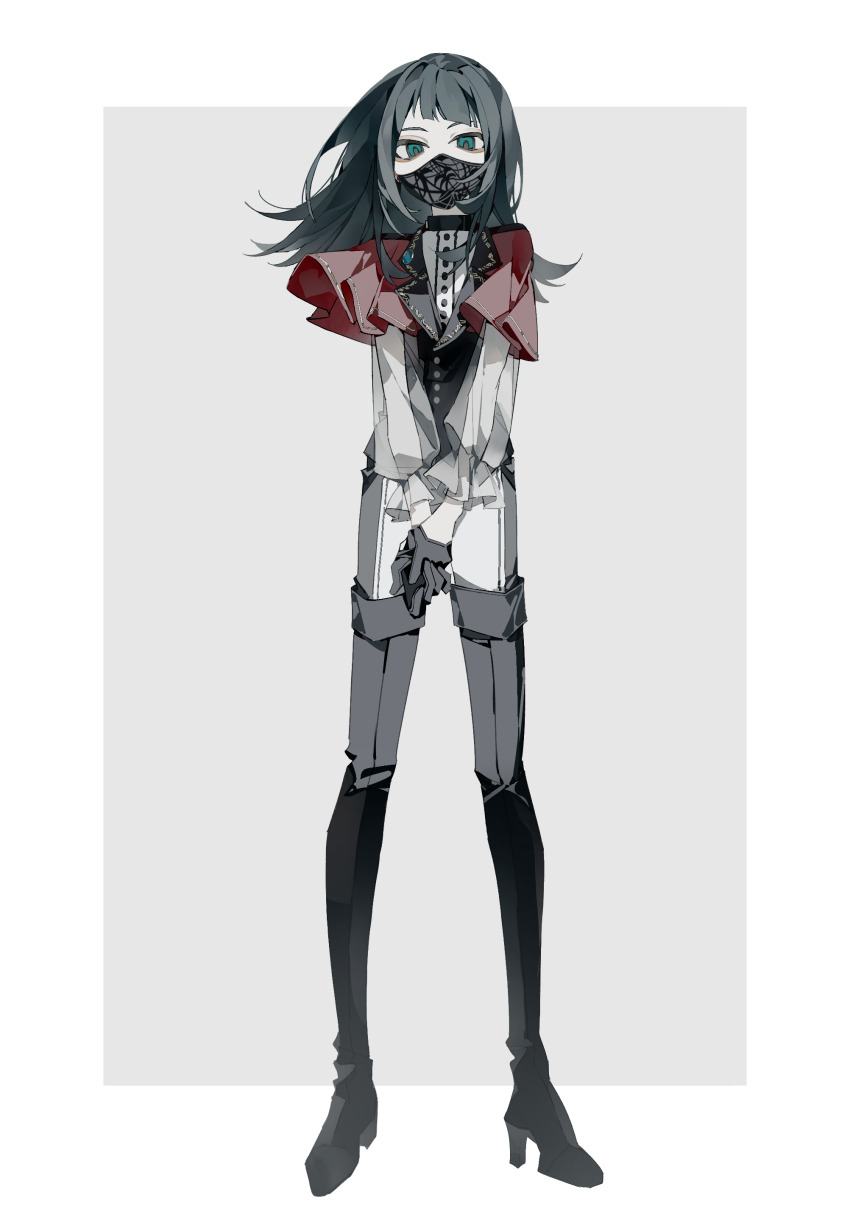 1girl, absurdres, bang_dream!, bang_dream!_it's_mygo!!!!!, black_boots, black_gloves, black_hair, black_mask