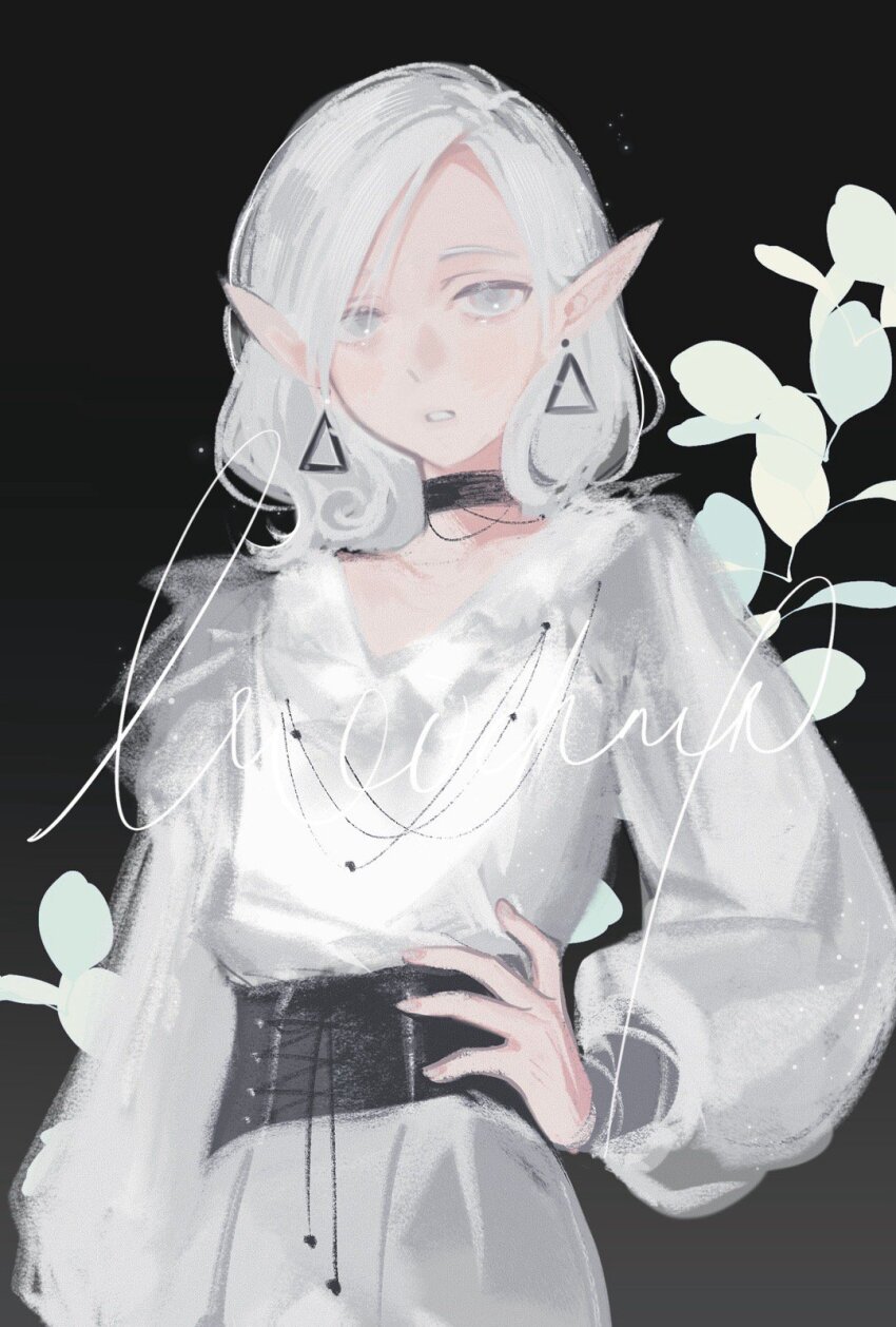 1boy, alternate_costume, bishounen, black_background, black_choker, chinese_commentary, choker, collarbone