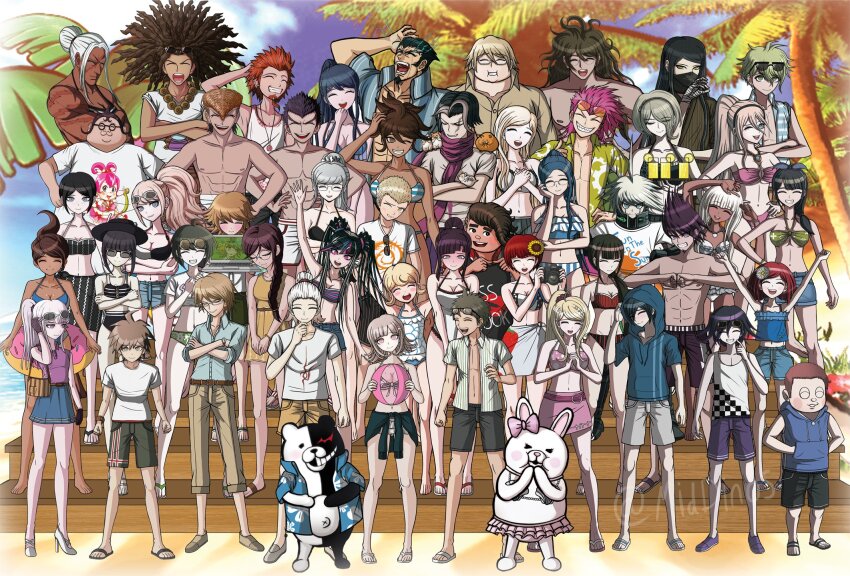 6+boys, 6+girls, :d, a_beautiful_man_(middinos), absolutely_everyone, ahoge, akamatsu_kaede, alter_ego_(danganronpa)