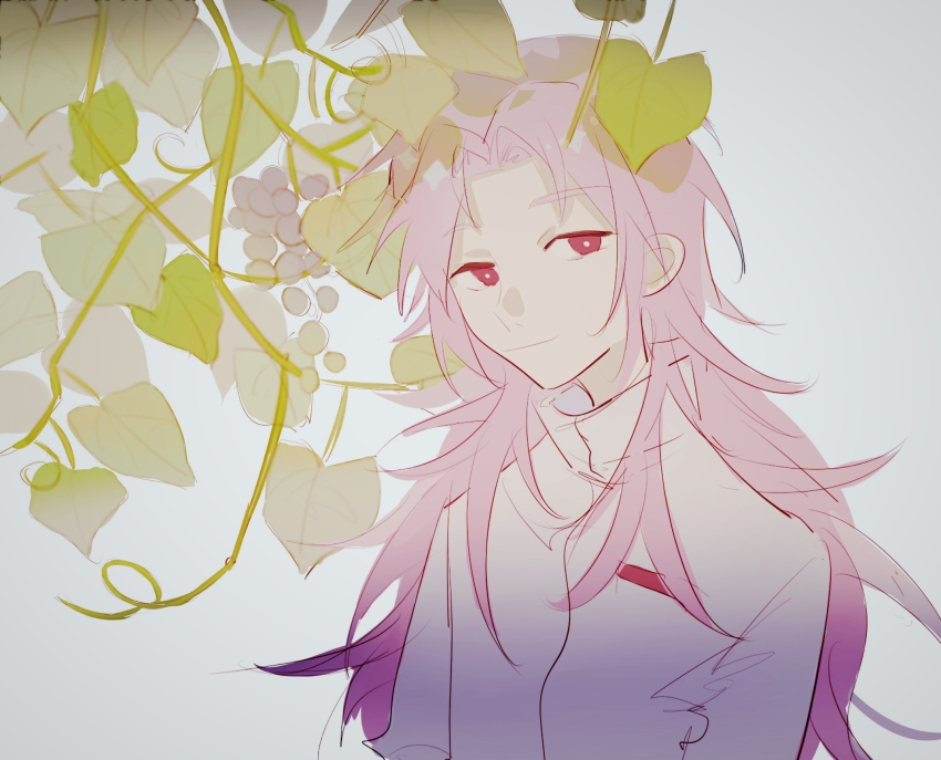 1boy, bright_pupils, closed_mouth, food, fruit, grape_vine, grapes, hai_(1210080)