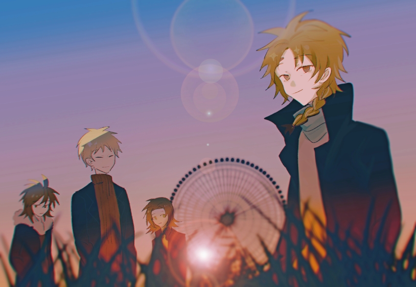 4boys, absurdres, atou_haruki, black_jacket, blonde_hair, braid, brown_eyes, brown_hair
