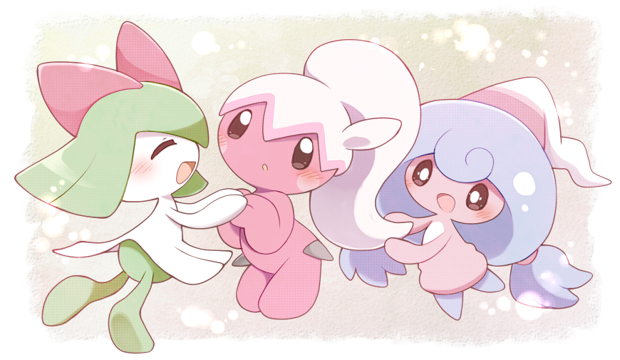 akuasu, black_sclera, blush, closed_eyes, colored_sclera, colored_skin, gen_3_pokemon, gen_8_pokemon