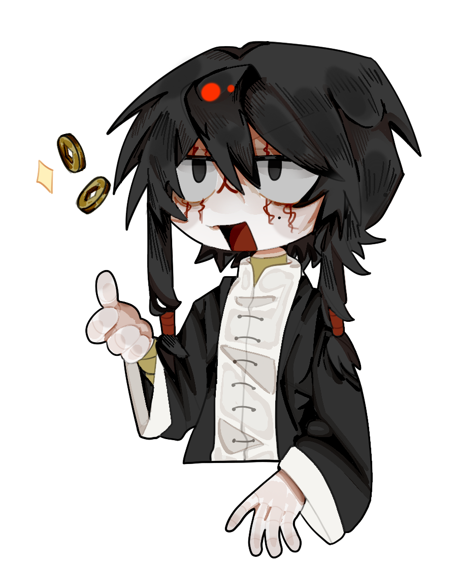 1boy, bandaged_neck, bandages, black_eyes, black_hair, black_jacket, chinese_commentary, coin